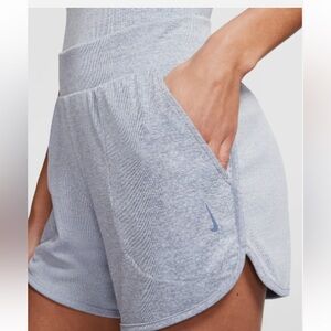 Nike Women's Ribbed Shorts Yoga Grey and White Stripes w/Pockets